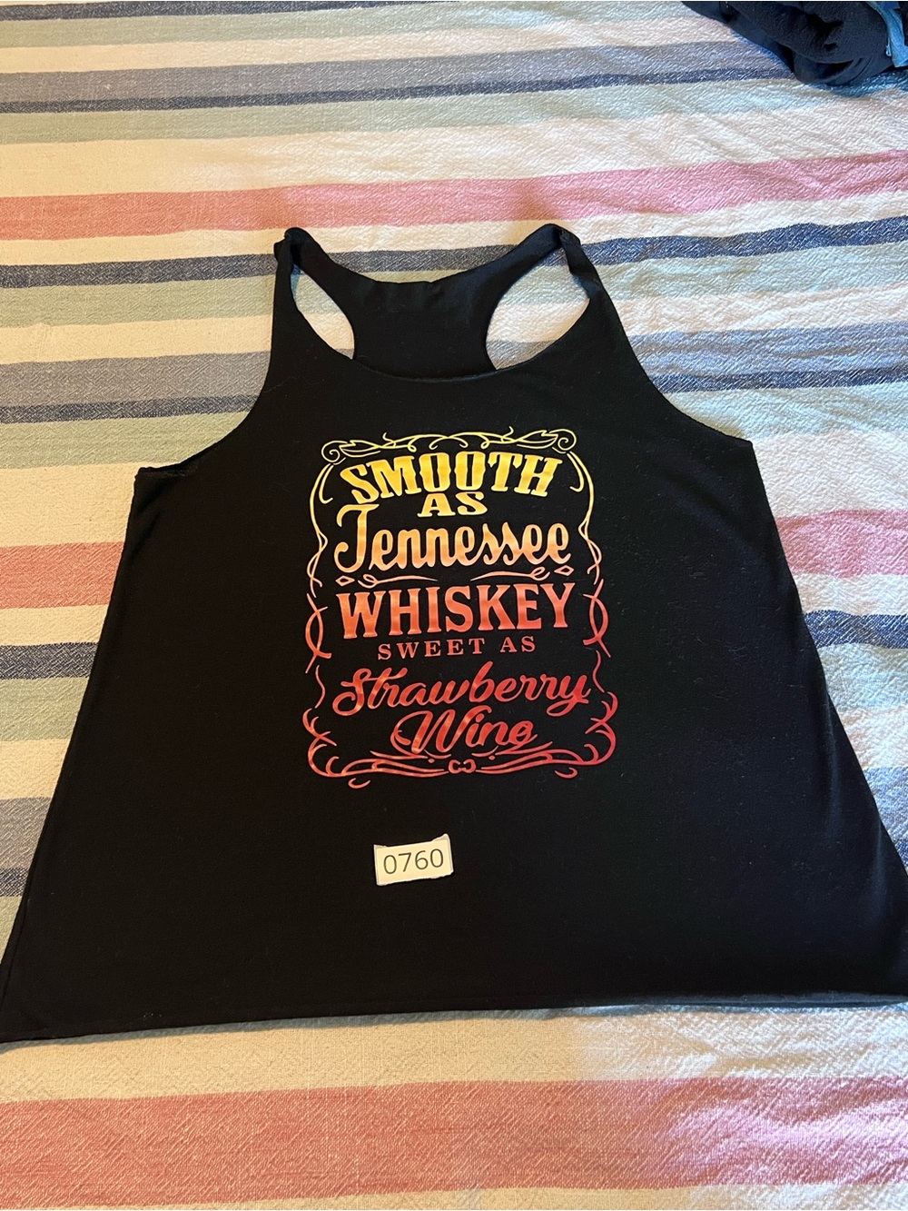SHEIN Black Racerback Tank with Yellow-to-Red Gradient Graphic